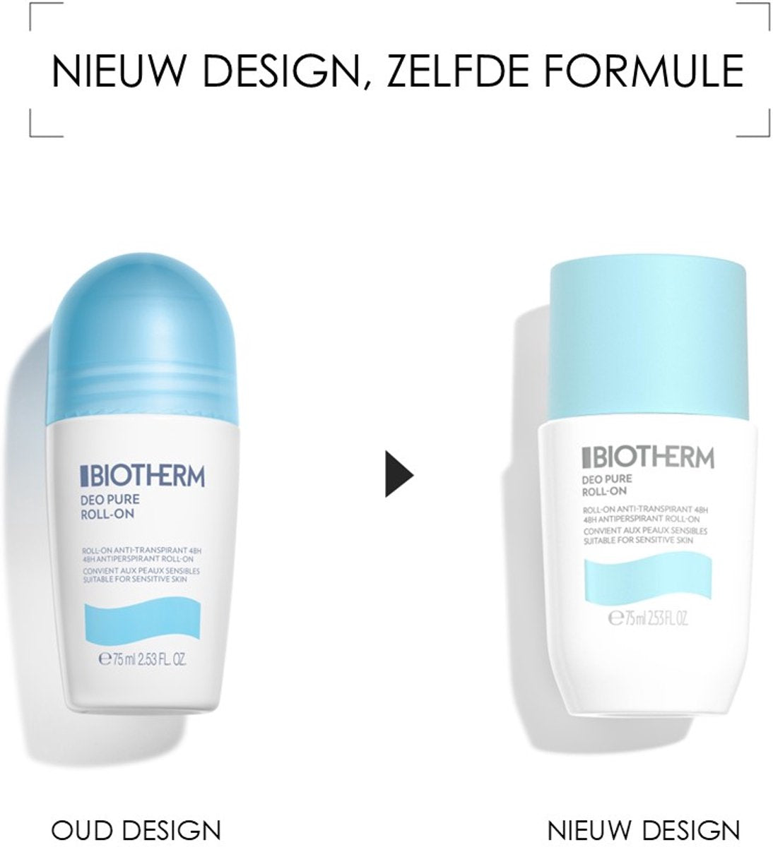 Biotherm deo pure deodorant   roll on deodorant   frisse textuur   48h anti transpirant   unisex deodorant   75ml